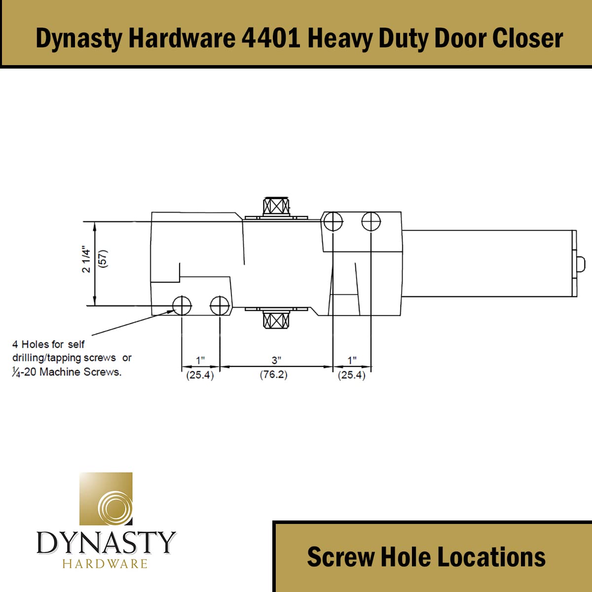 Dynasty Hardware 4401 adjustable spring size 1–6 for versatile closing.