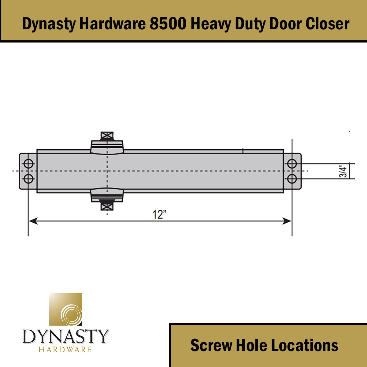 Dynasty Hardware 8500 closer sprayed aluminum finish offers sleek, durable exterior.