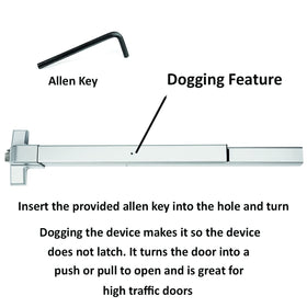 Dynasty Hardware reversible panic bar adapts to left or right doors.