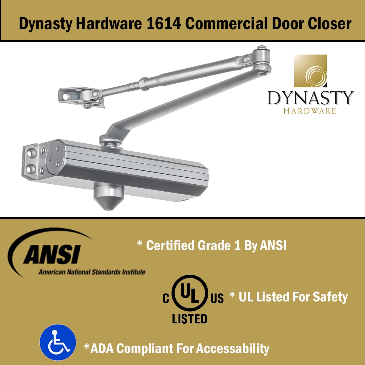 Dynasty Hardware UL fire-rated closer for building safety.