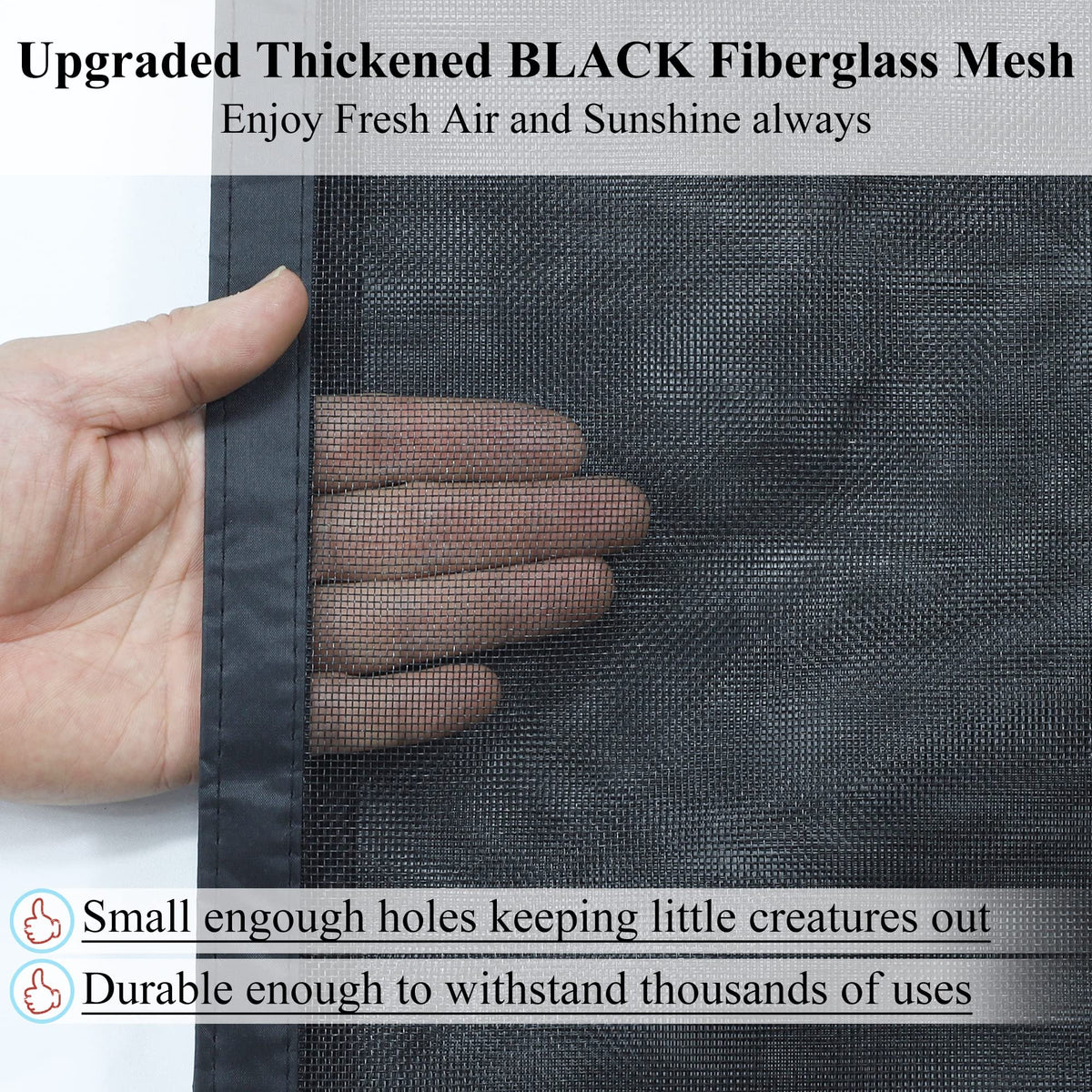 Dysome heavy-duty fiberglass mesh screen withstands daily use by family and pets.