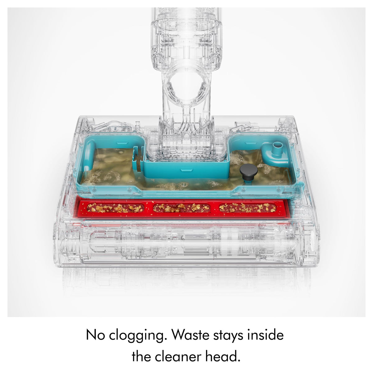 Dyson Clean+Wash Hygiene efficiently collects dry debris without clogging