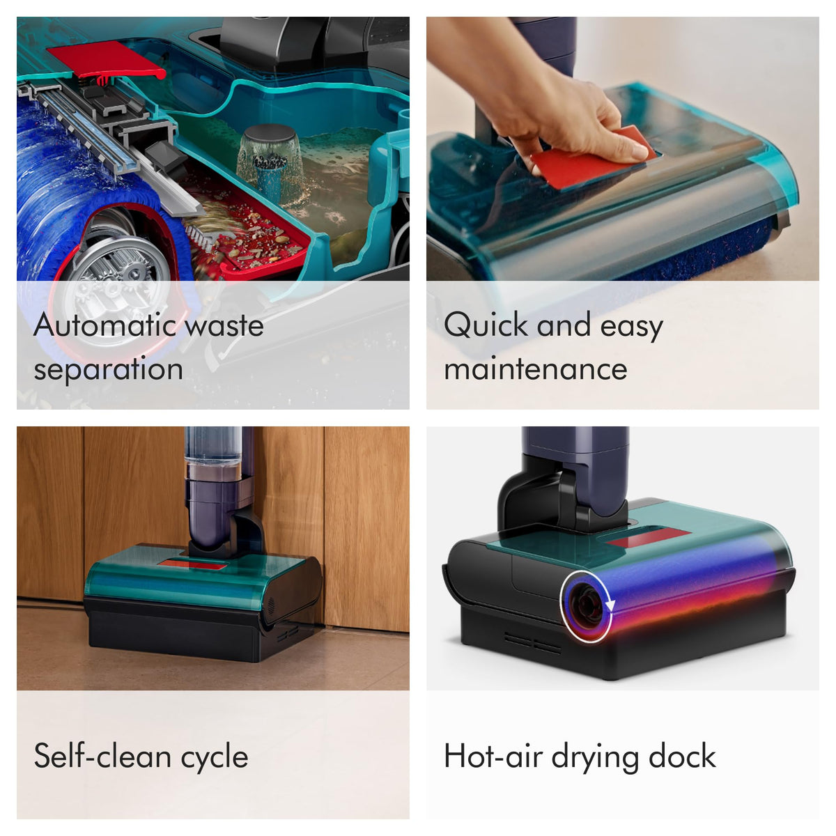 Anti-tangle features help remove hair without snagging on Dyson Clean+Wash Hygiene