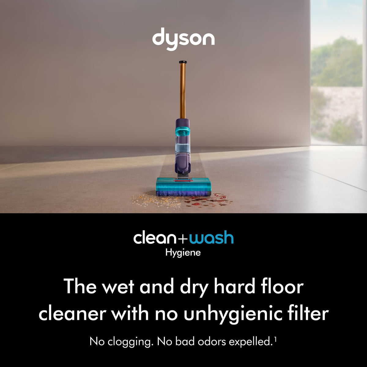 Dyson Clean+Wash Hygiene quickly lifts wet spills from floors