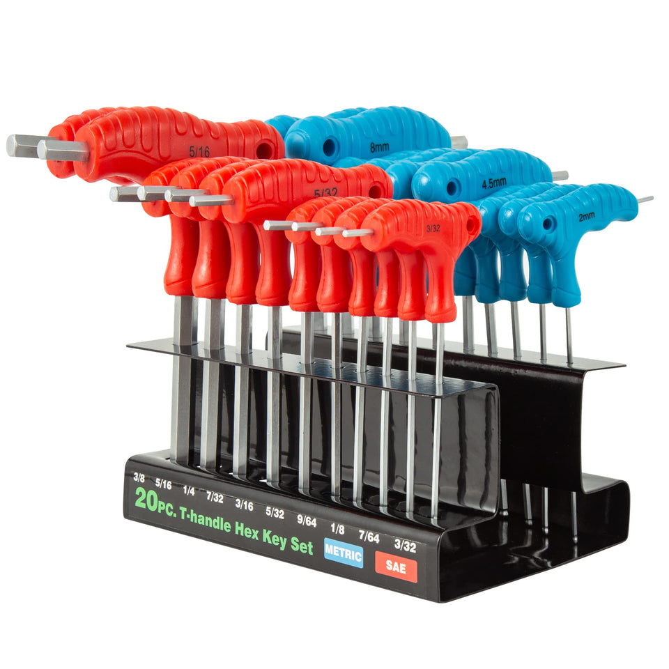 Dytert 20-piece T-handle hex key set with ball-head long arm for faster assembly
