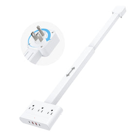 DYZYCLICAL outlet extender with 360° rotation behind furniture for easy access.