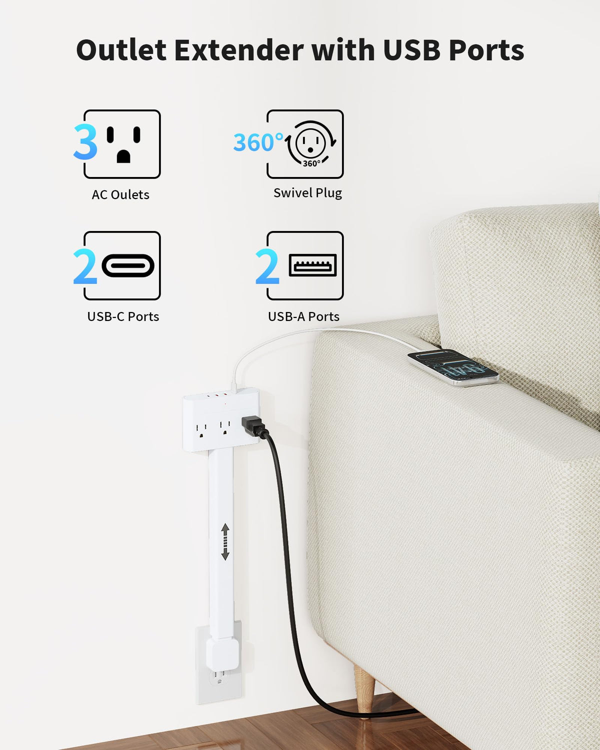 DYZYCLICAL 7-port wall plug with USB-A and USB-C ports for multi-device charging