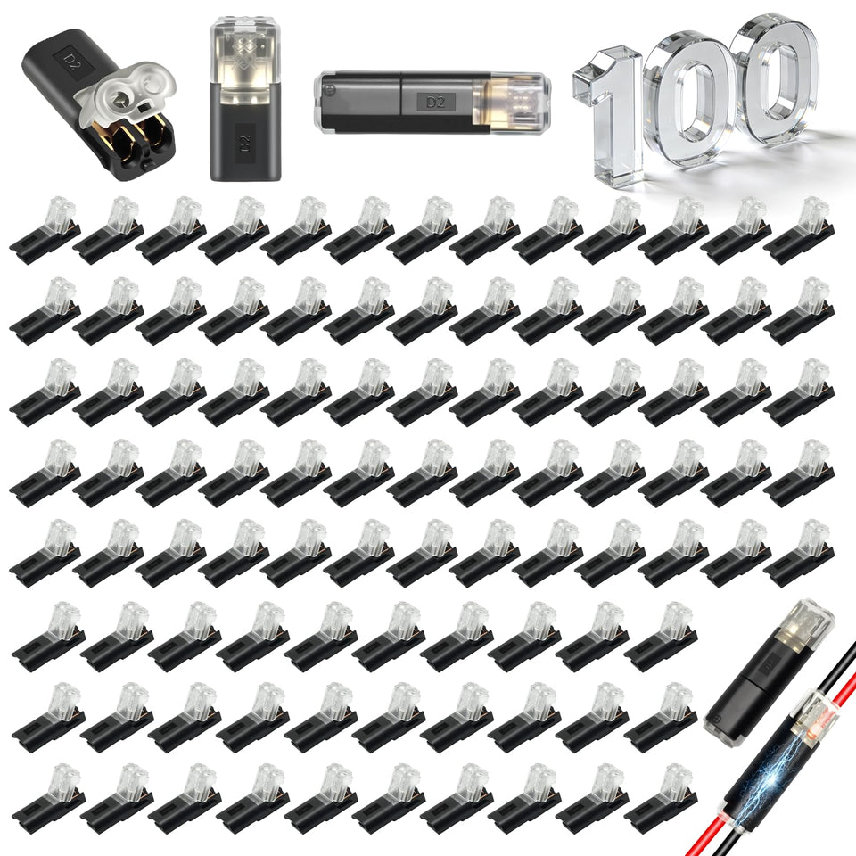 DZZ 100-pack low-voltage connectors for quick, secure wiring on LED projects.