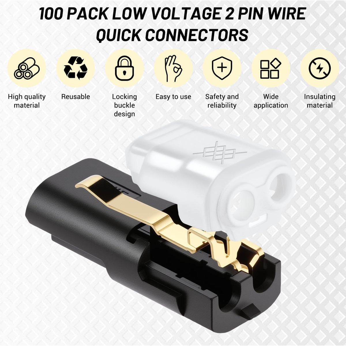 DZZ double-wire plug-in connector with locking buckle for tool-free, reliable connections.