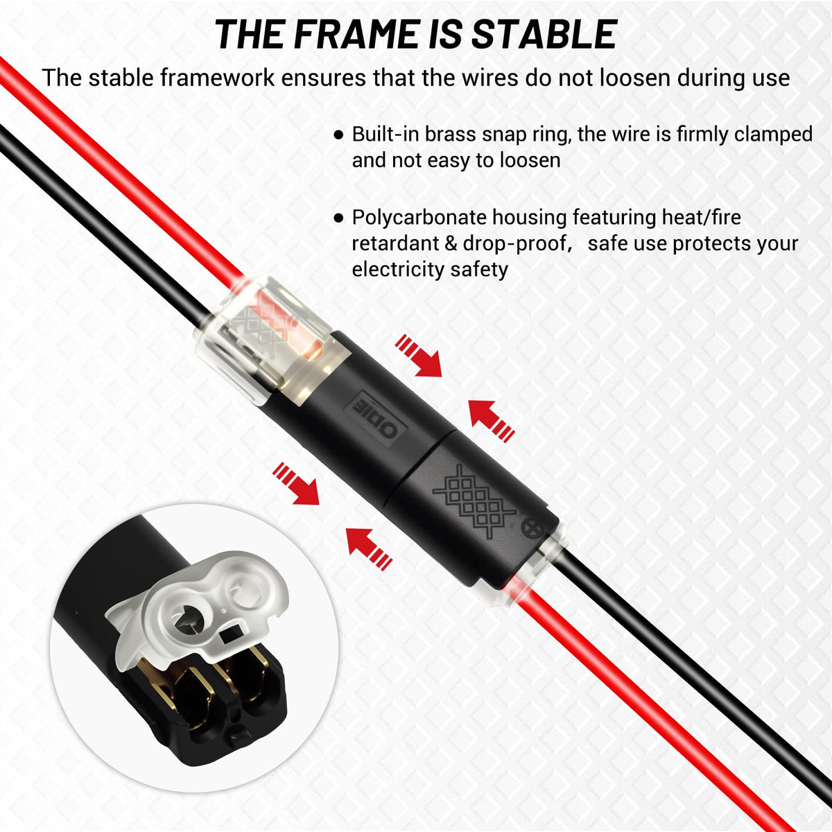 DZZ easy-install connectors let you push wires into slots without stripping or soldering.