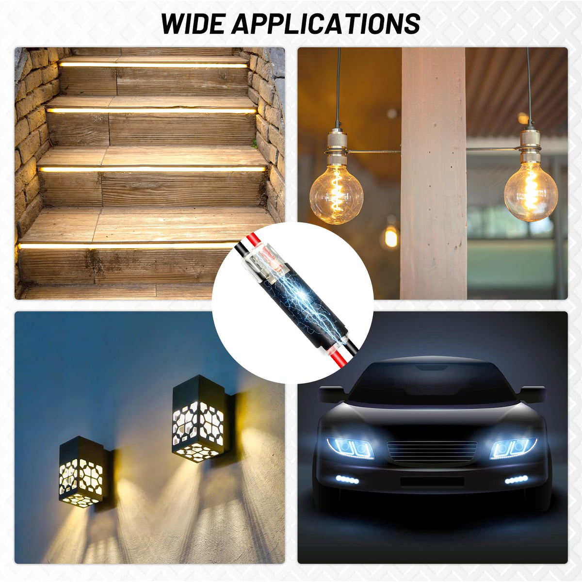 DZZ 100pcs kit supports LED strips, fans, sockets, and other low-voltage setups.