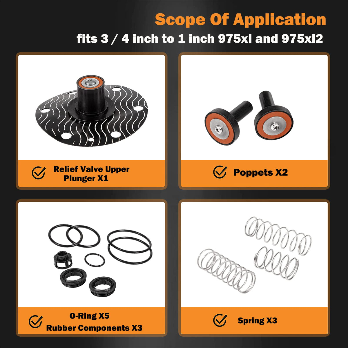 Close-up of seals and rings from E-cowlboy kit for durable replacement