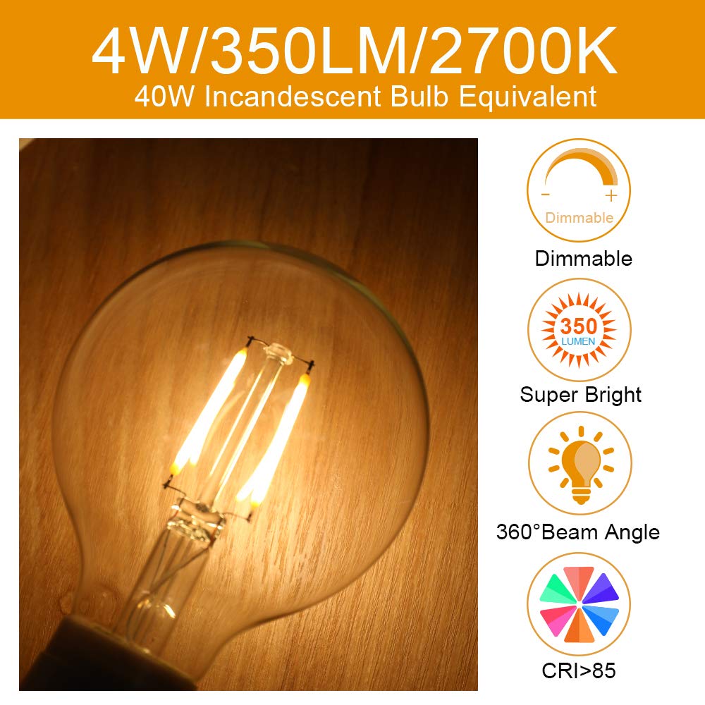 E Energetic Lighting 2700K soft white globe bulb for warm rooms