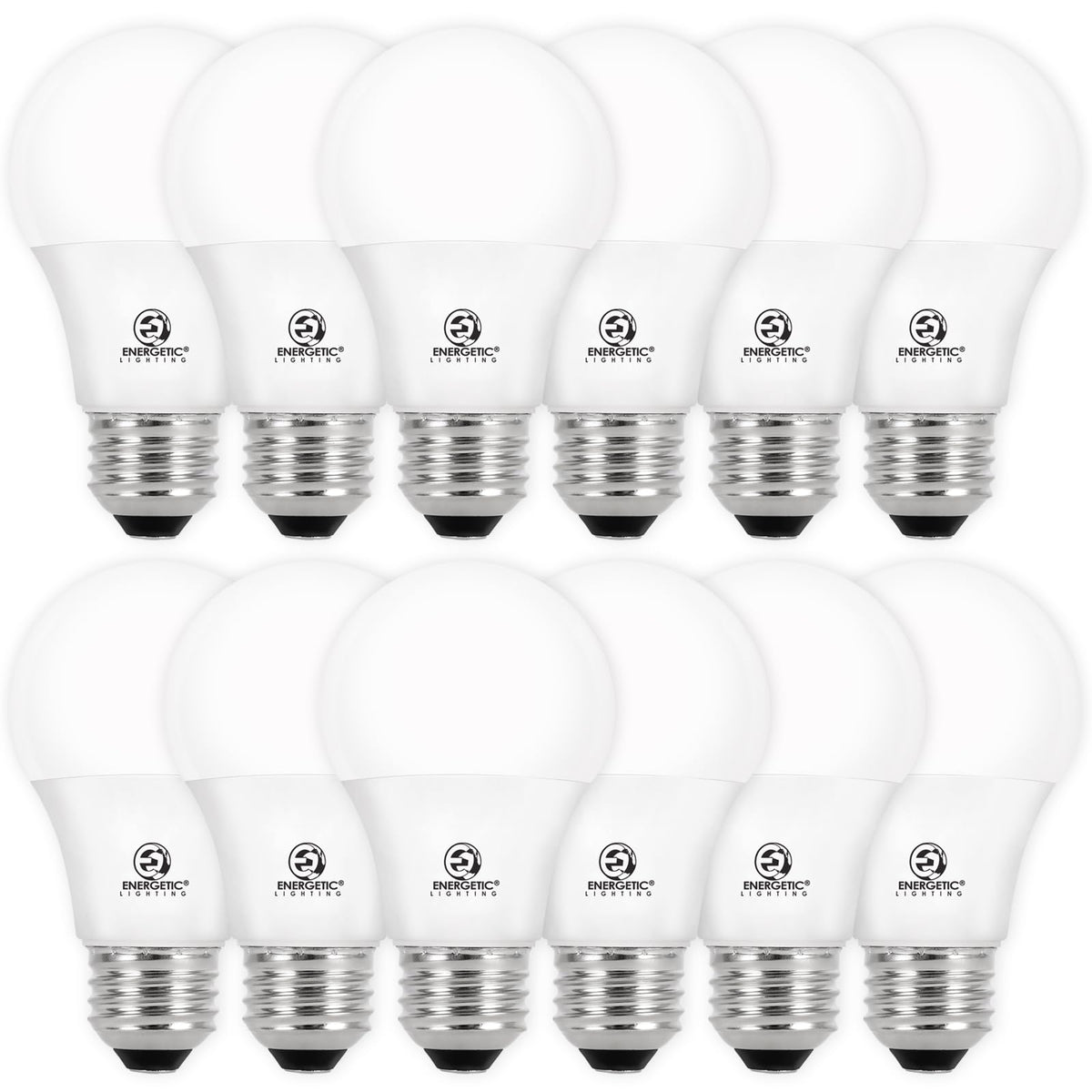E Energetic Lighting dimmable bulb showing 60W-equivalent brightness for adaptable lighting.