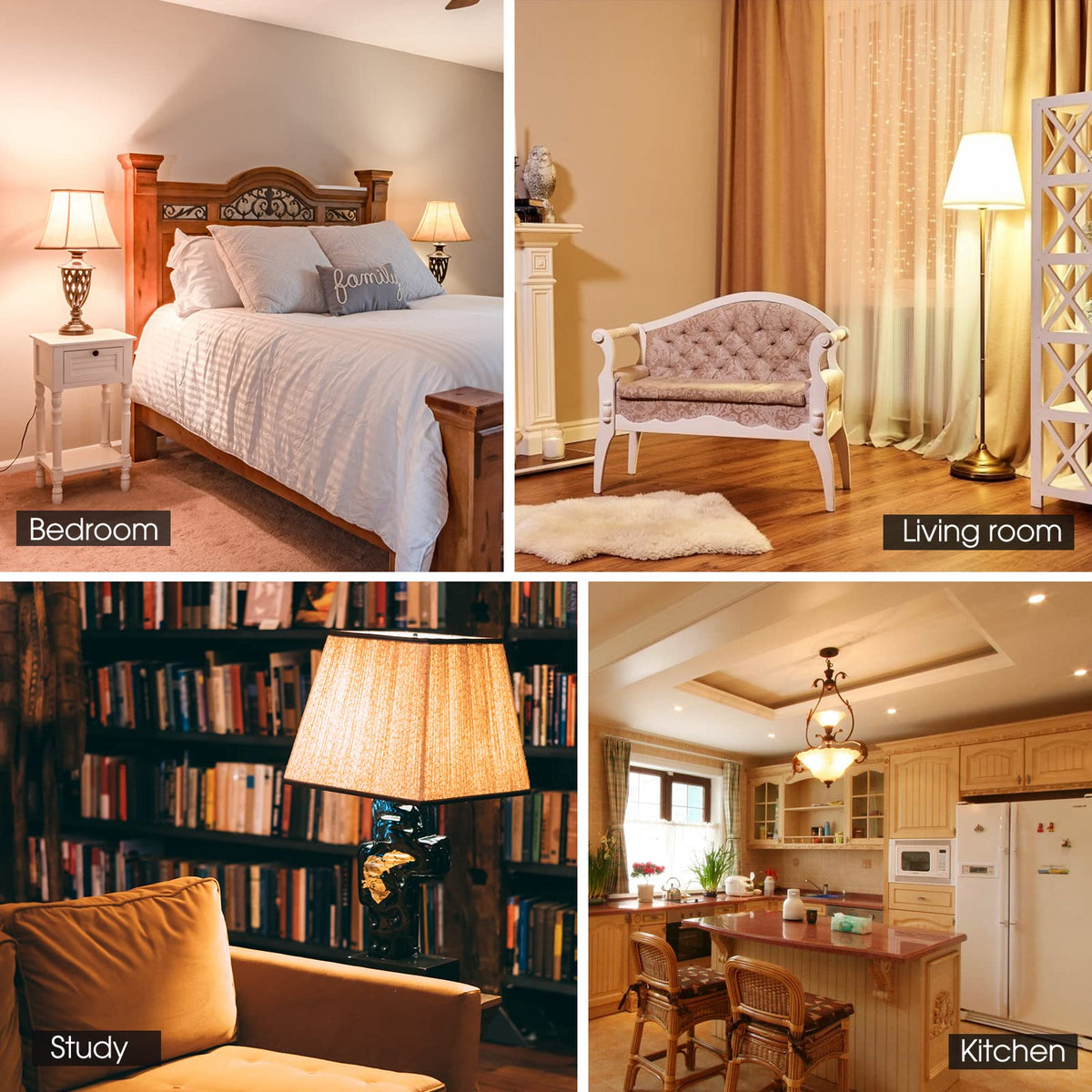 E Energetic Lighting dimmable bulb paired with compatible dimmers for mood control.