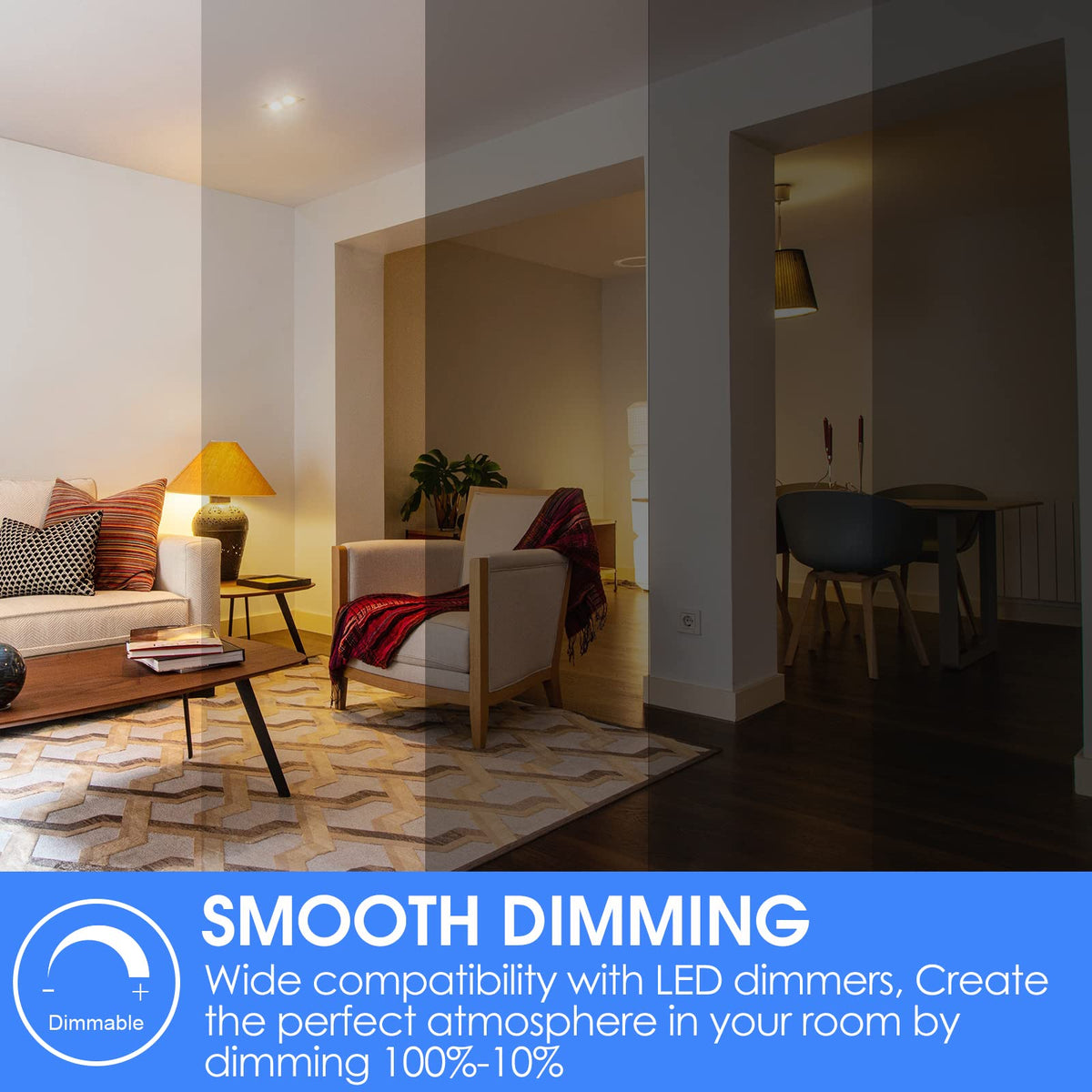 E Energetic Lighting LED bulb with E26 base fits common lamps.