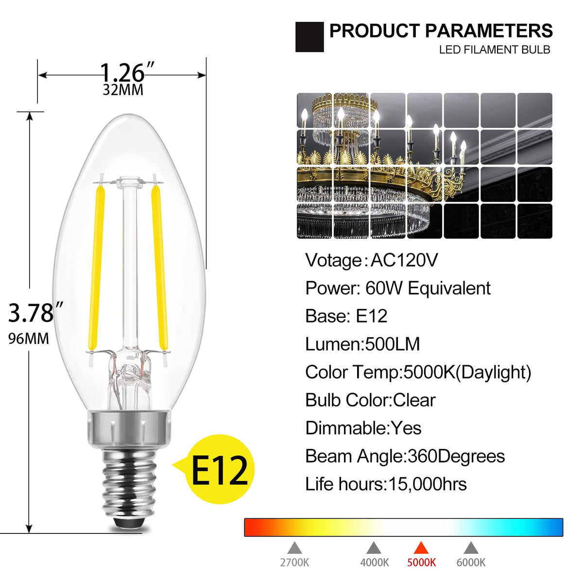 E Energetic Lighting 8-pack on display showing dimmable brightness