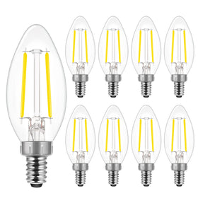 E Energetic Lighting B10 chandelier bulb close-up with 5000K daylight glow for bright ambiance