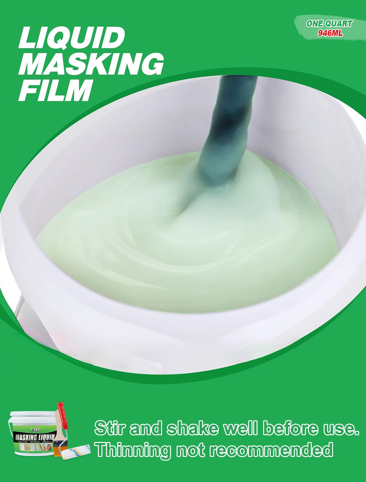 E-SDS masking liquid being applied with roller for even coverage on glass.