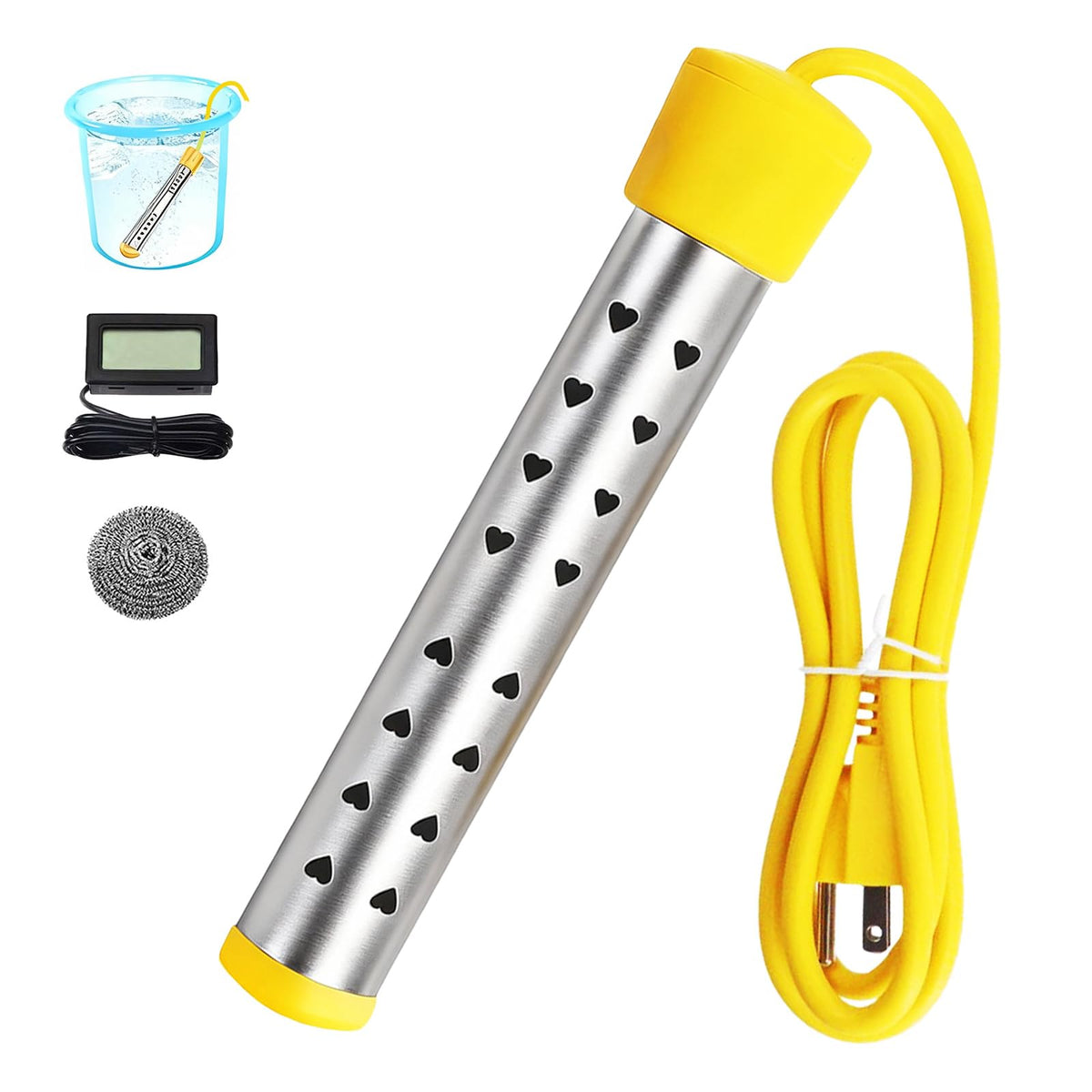 Eaakkoom immersion heater in a bucket for quick camping hot water
