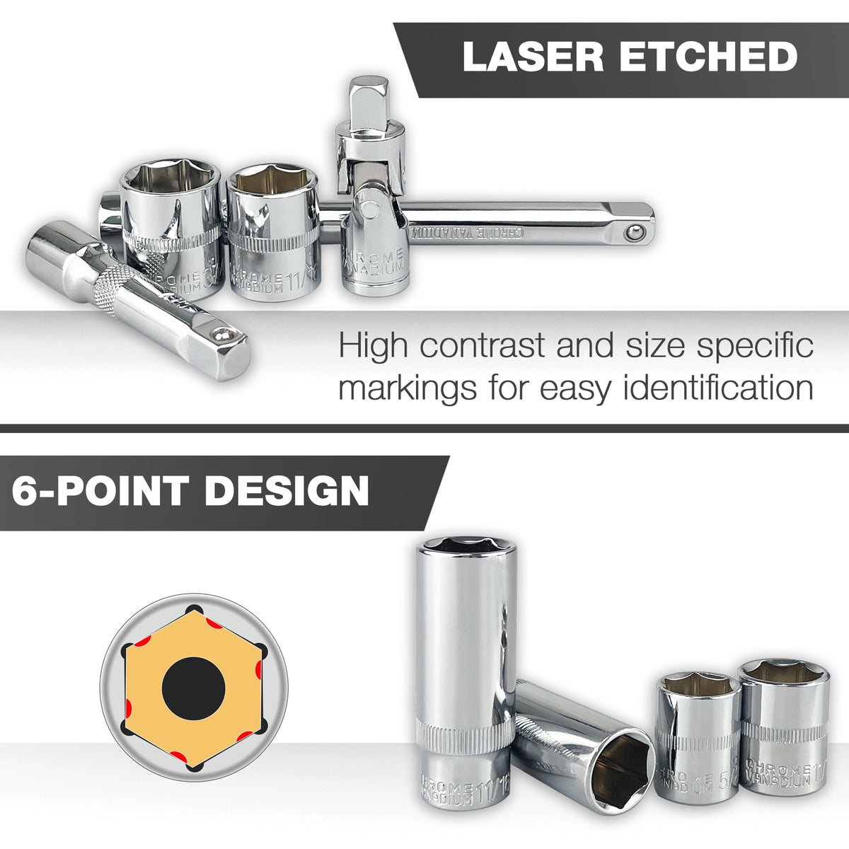 EACELIY universal joint enables angled access in tight spaces.
