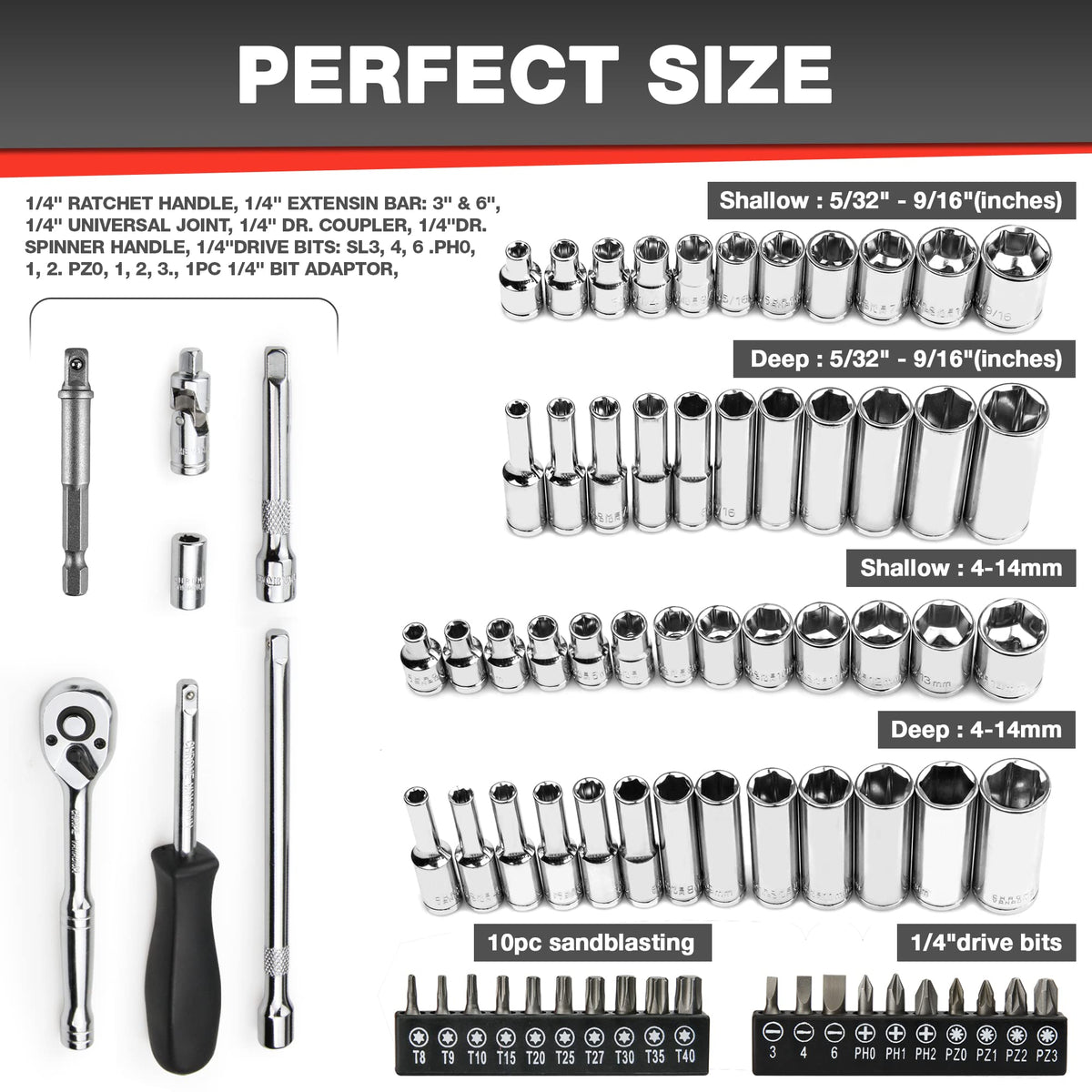 EACELIY 1/4 drive extension bar 6 inch reaches deeper spots
