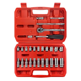 EACELIY 28-piece 1/4 drive impact socket set with durable mirror chrome finish for durability