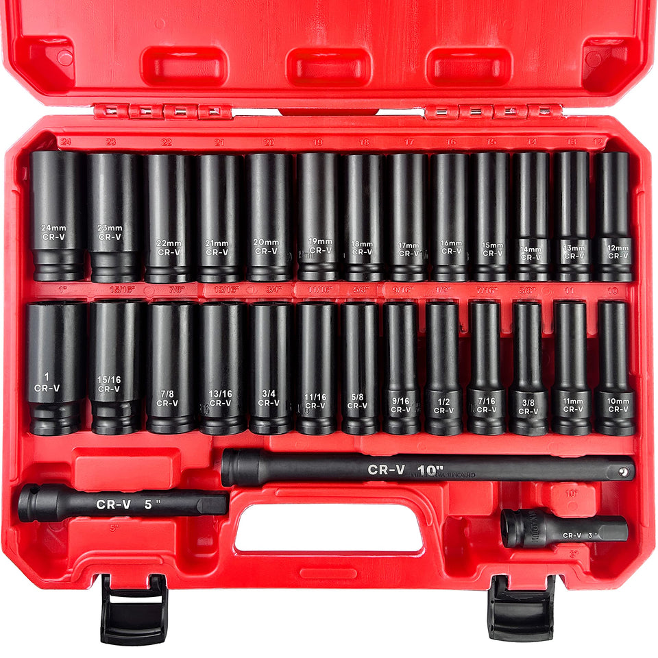 EACELIY 29-piece socket set with extension bars for versatile automotive tasks.