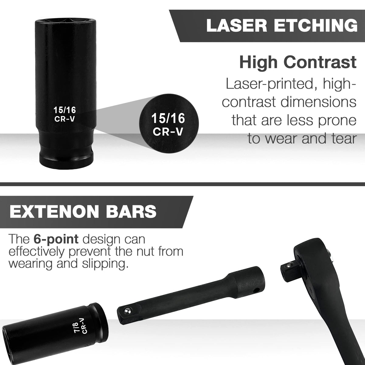 EACELIY high-contrast laser-etched markings stay legible in dim light.