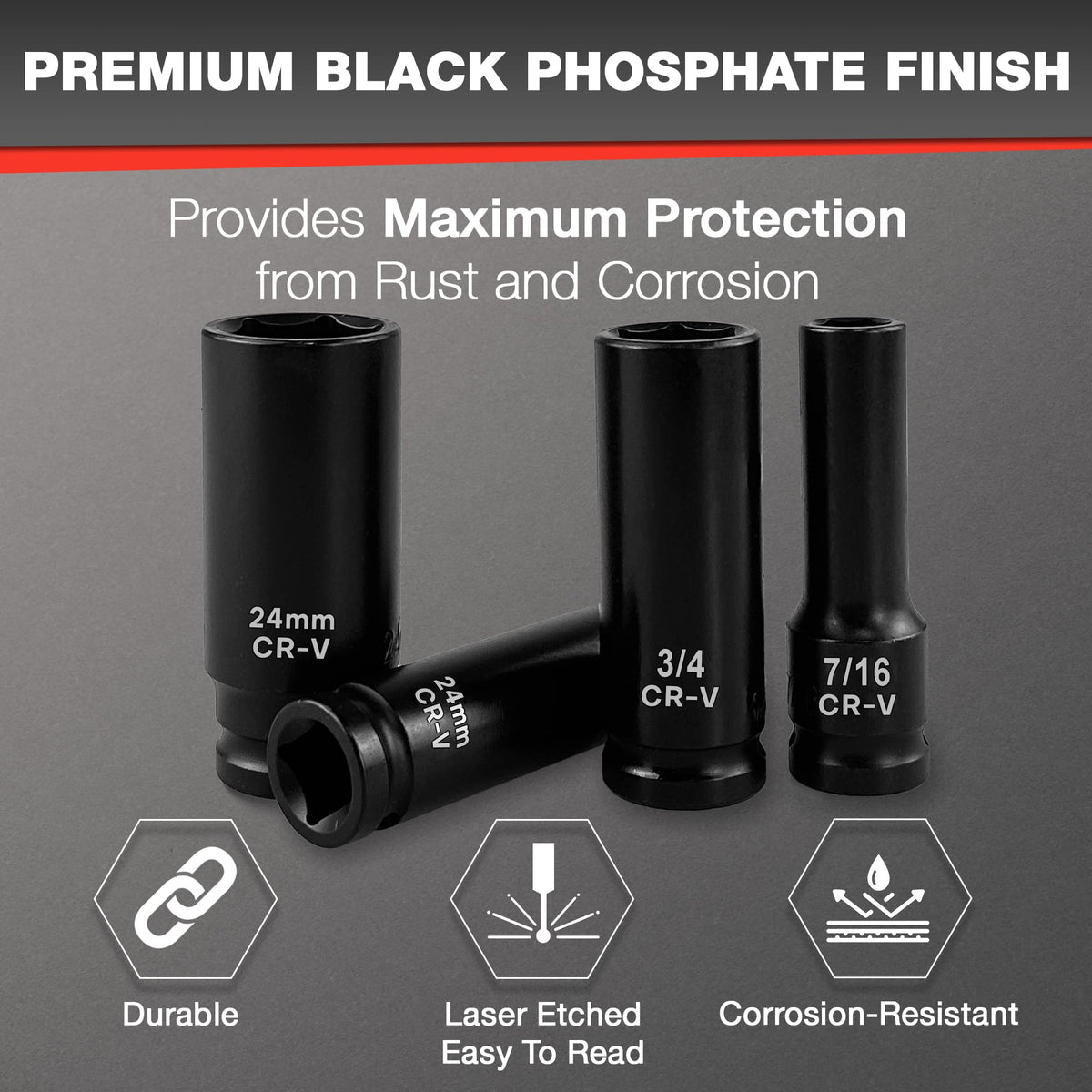 EACELIY metric sockets cover 10mm to 24mm for metric hardware.