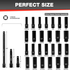 EACELIY SAE sockets range from 3/8 to 1 inch for common fasteners.