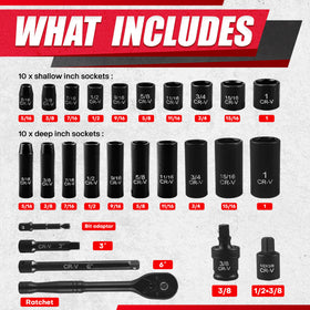 EACELIY chrome vanadium sockets withstand torque with rust resistant coating