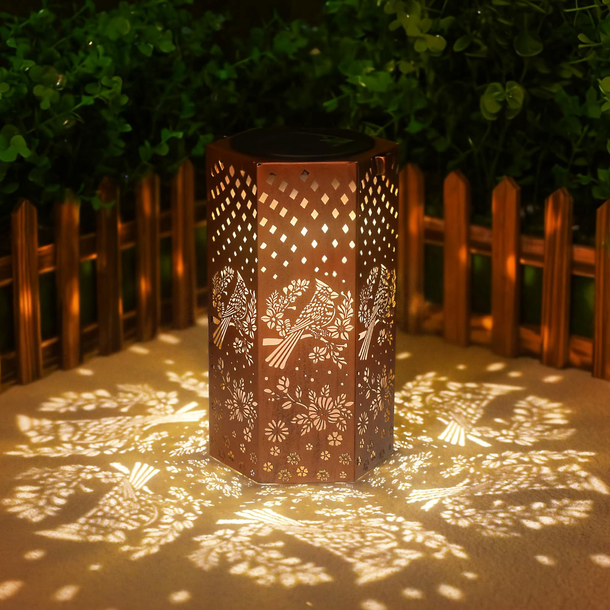Eandisom Mothers Day cardinal solar lantern glows softly in the garden