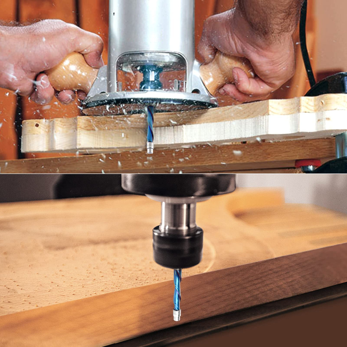 EANOSIC in-use with plywood demonstrates clean top-surface trimming.