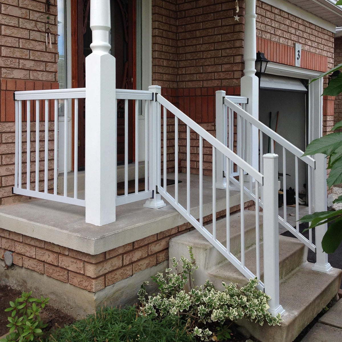 Eapele 90-degree railing connector enables clean, stable stair railings.