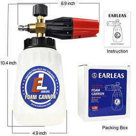 EARLEAS foam cannon on car wash foam applying dense coating for cleaning.