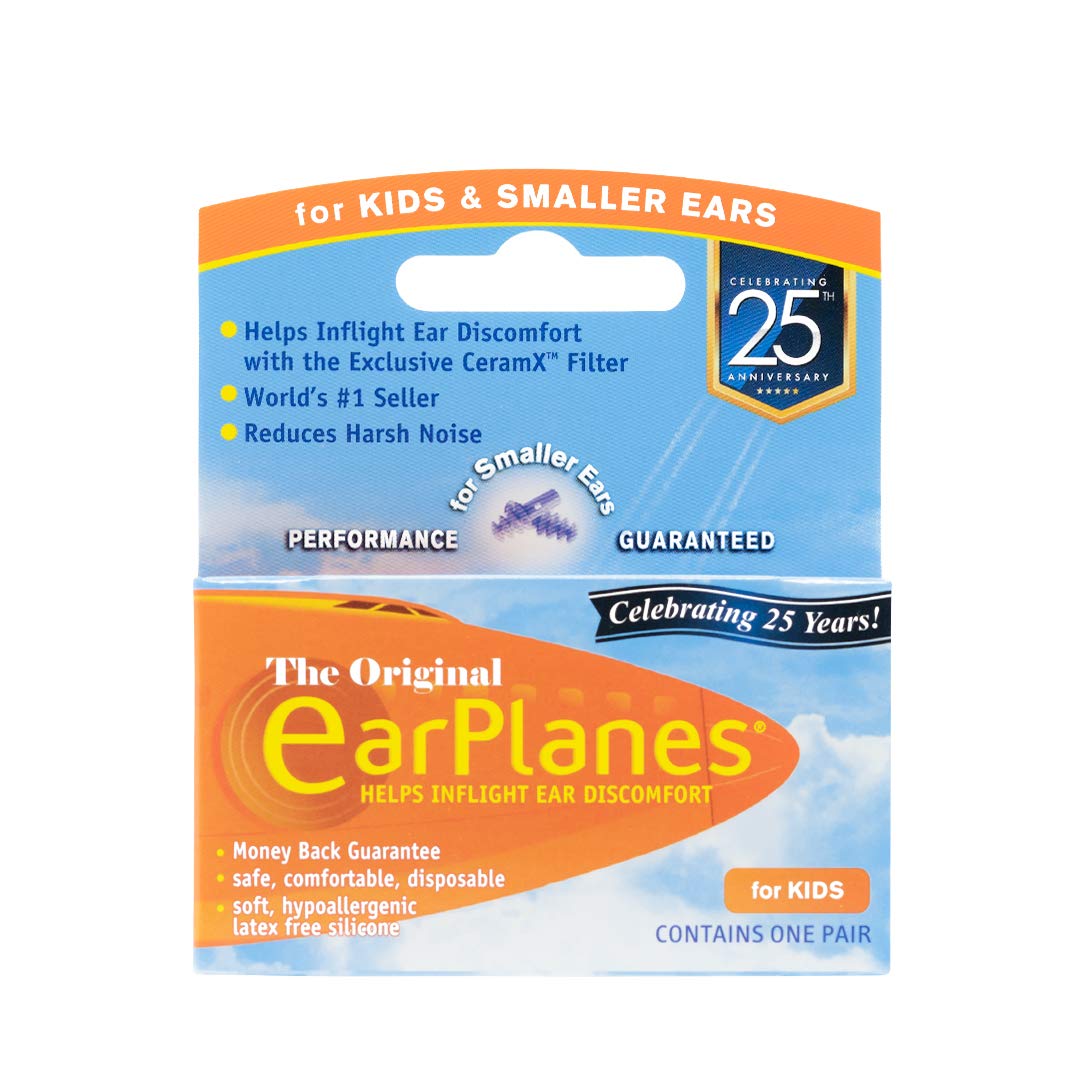 EarPlanes Children's EarPlanes Plus packaging showing the 3-pair kit for travel