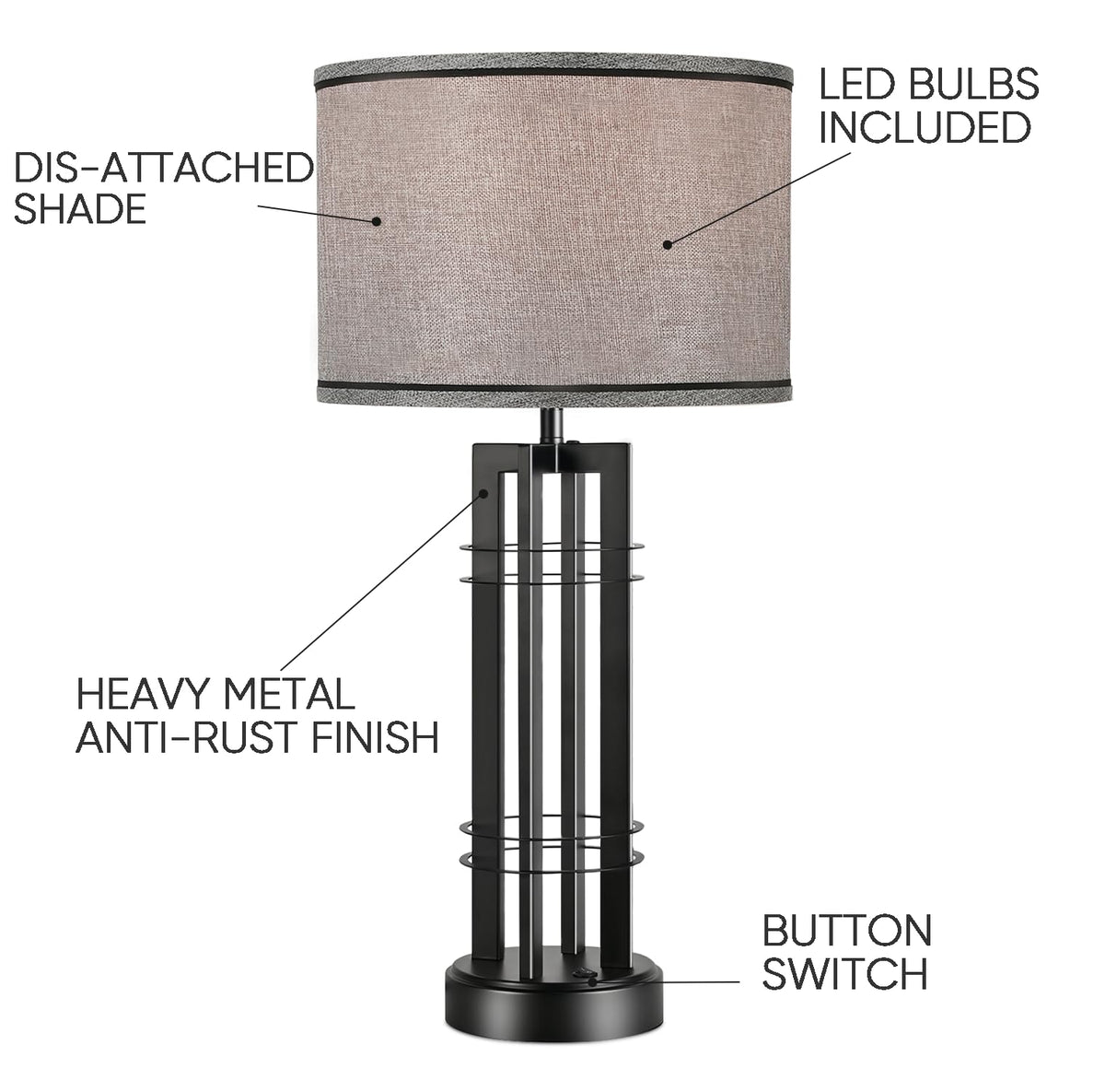 Easebri lamp showing the convenient button switch for easy control.