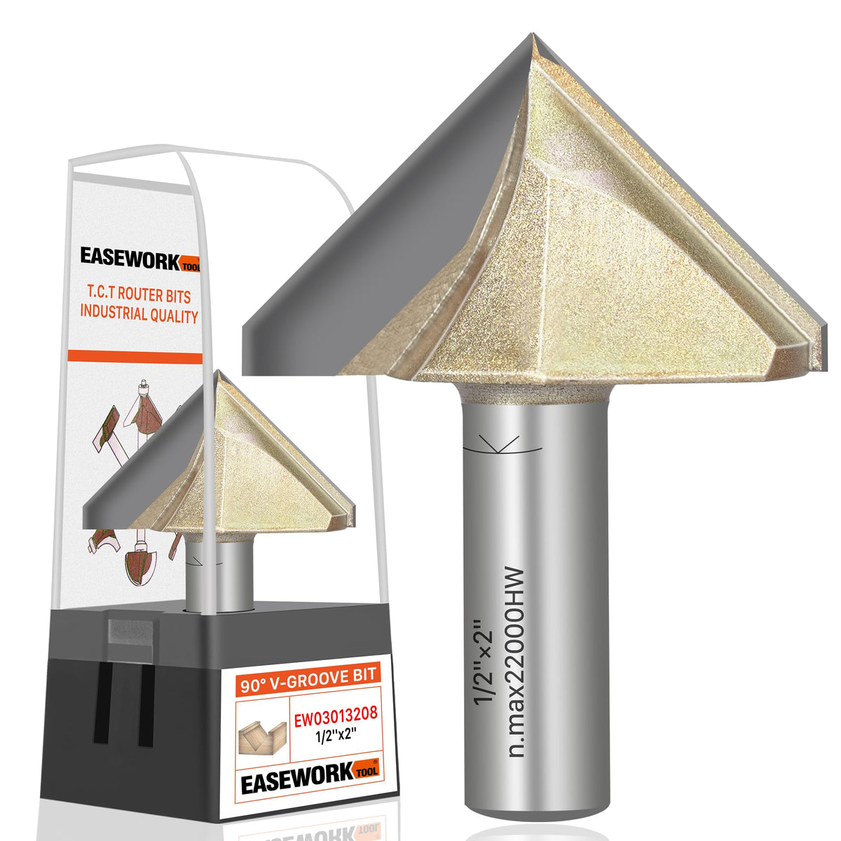 Easework Tool 90-degree V-groove router bit for precise sign grooves and decorative cuts