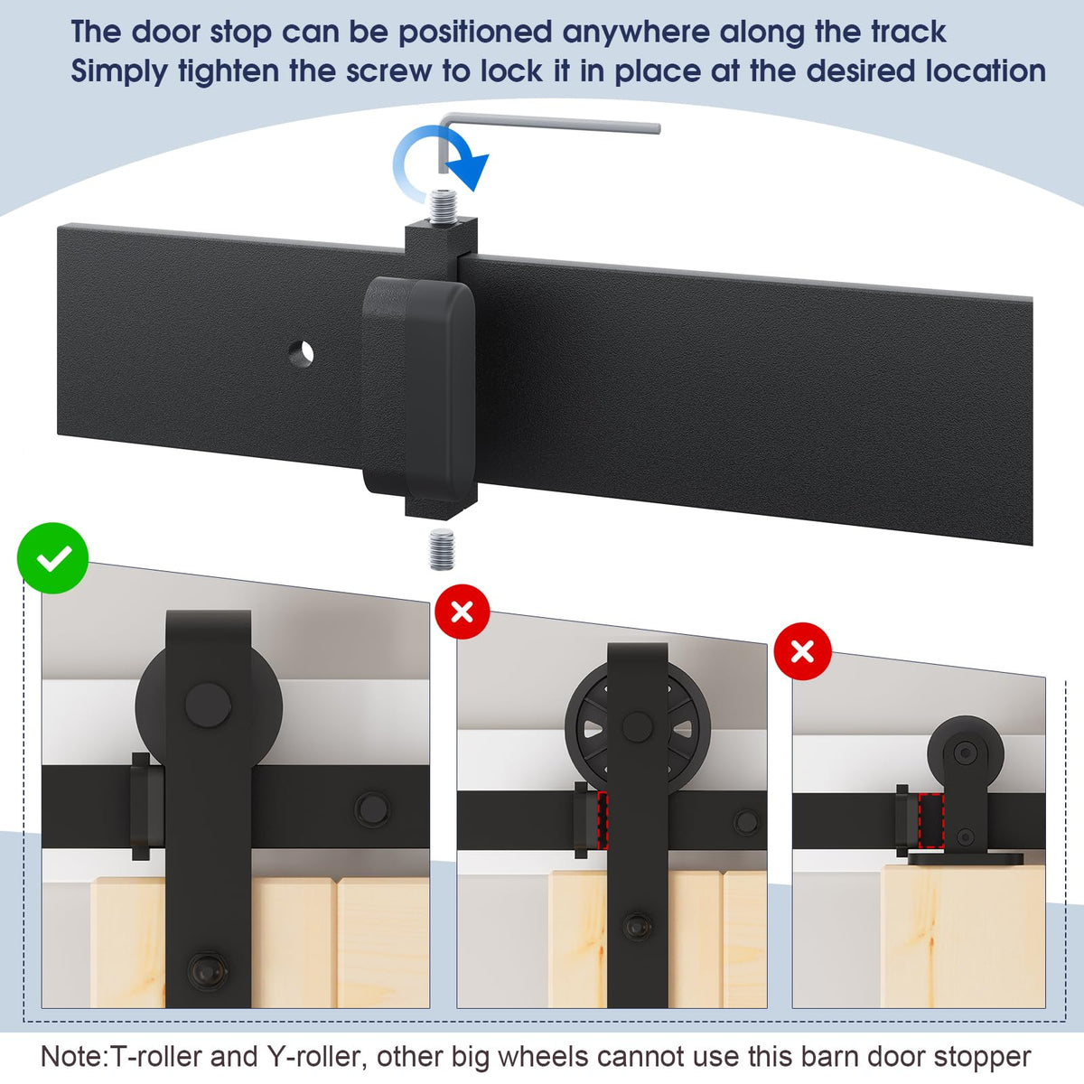 EaseLife stopper fitting for both single and double barn doors