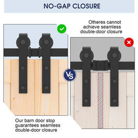 EaseLife stopper on top track showing compatibility with 1-9/16 inch rails