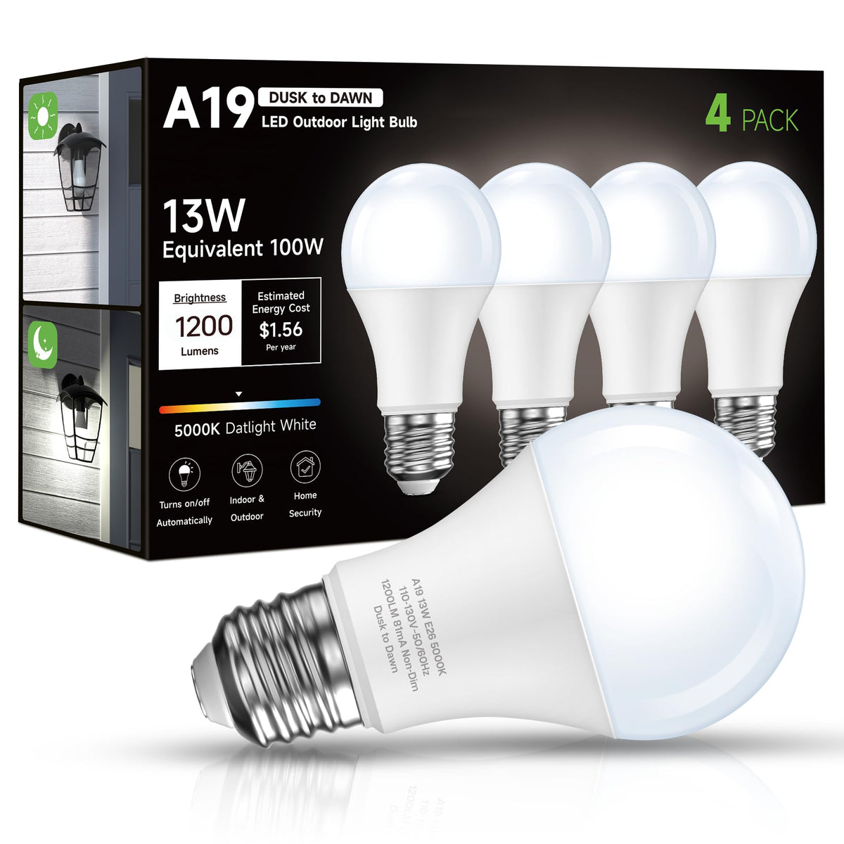 Eastiya Dusk-to-Dawn bulb lights a welcoming porch with 1200 lumens