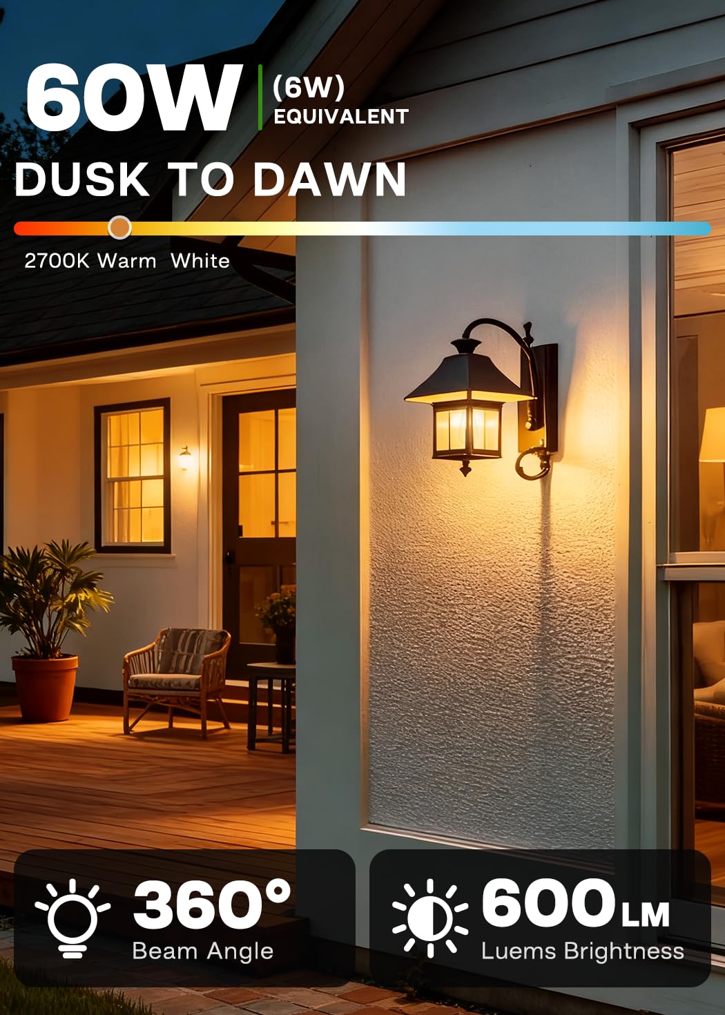 Eastiya dusk-to-dawn bulb for garage with 600lm brightness