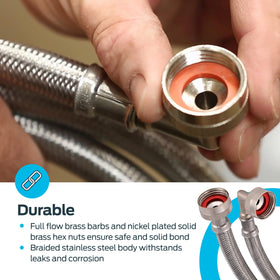 Eastman 304 stainless steel braid adds durability and corrosion resistance.