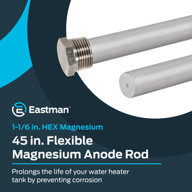 Eastman 45in anode rod with hex head, easy to install in compatible water heaters.