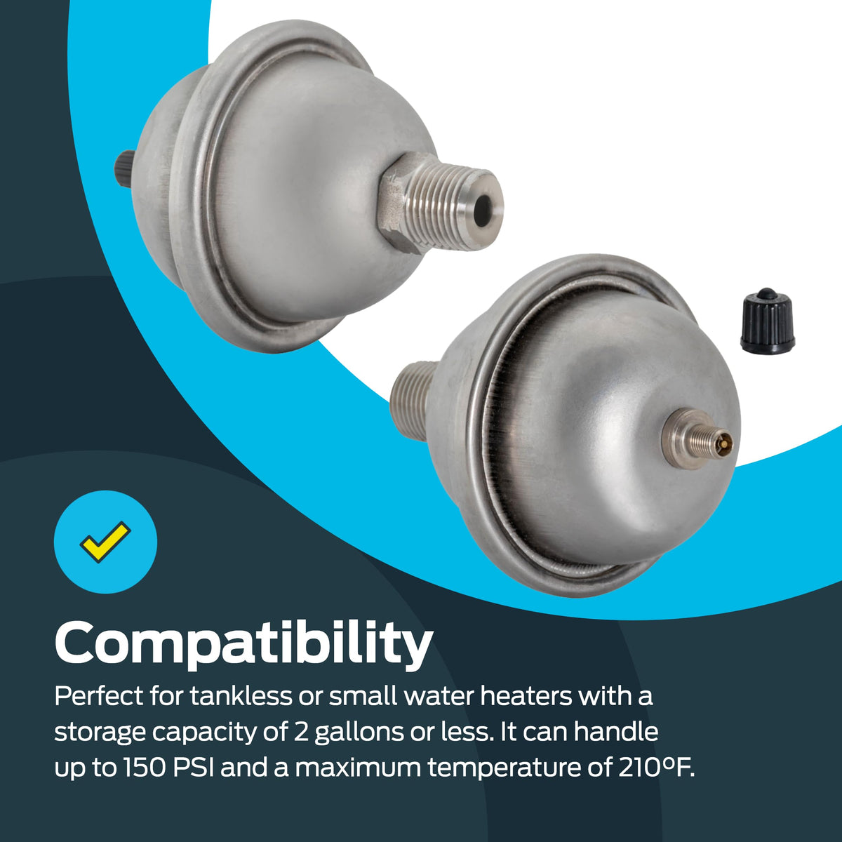 Eastman 2-gallon capacity ideal for tankless systems and point-of-use heaters.