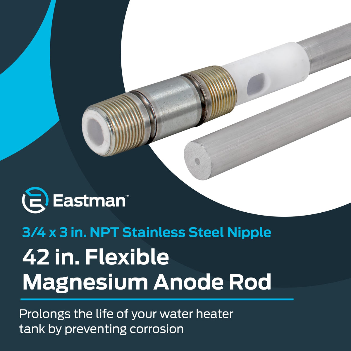 Eastman stainless steel NPT connection showing secure 3-4x3 in thread
