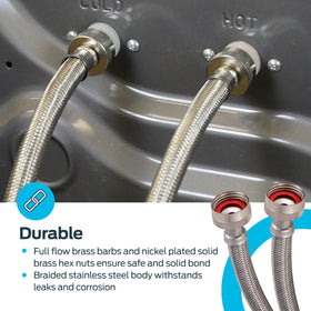 Eastman stainless steel ferrules provide durable hose attachment.