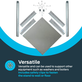 Eastman water heater stand features x-bracing for added strength.