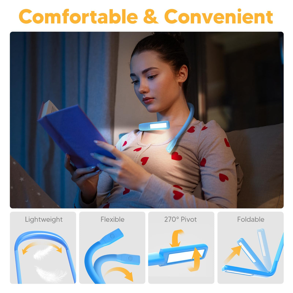 EastPin neck light rechargeable battery for hours of use